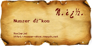 Nuszer Ákos névjegykártya